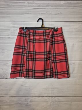 PrettyLittleThing Red Plaid Mini Skirt